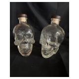 Lot of 2 Glass scull decanters