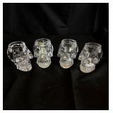 4 3.5ï¿½ Lead Crystal scull candle holders/glasses.