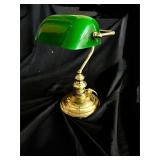 Green/white glass Bankers Lamp