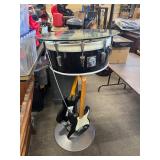 Unique Guitar and Drum Glass Top Table