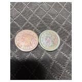 Lot of 2 1853 Large Cents Nice Detail