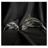 2 Hand Blown Glass Dolphin V. Nason & C Murano 10ï¿½
