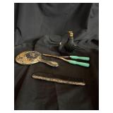 Vanity set including Sterling silver  handled comb