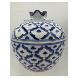 Vintage Thai blue and white lidded bowl