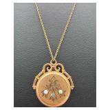 9.83 g Antique gold filled pendant & necklace