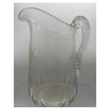 Vintage crystal etched pitcher