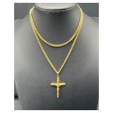Gold filled Cross pendant and necklace