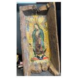 36' signed our lady of Guadalupe painting on wood