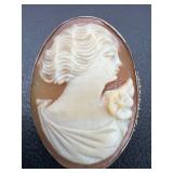Sterling silver cameo brooch