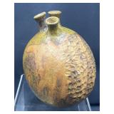 Signed mid-century studio pottery 3 spout vase