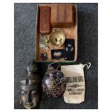 Vintage wood boxes and collectibles