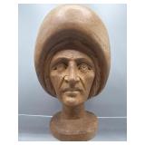 Vintage hand carved wooden bust