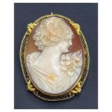 10k gold cameo brooch pendant