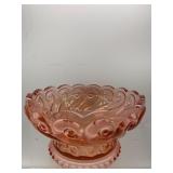 Pink glass footed bowl