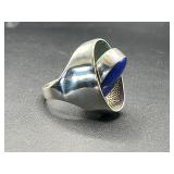 Sterling silver rotating precious stone ring