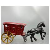 cast iron horse & ice wagon toy