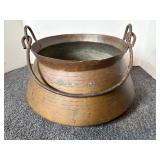 Antique copper bucket cauldron pot