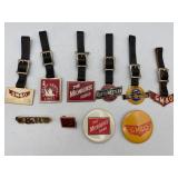 Vintage railroad watch fobs and pins