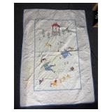 Vintage Jack and Jill stitched baby blanket