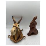 Hard plastic donkey head wall hanging & more