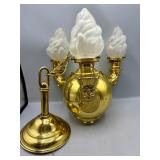 Unique three arm face and frosted torch chandelier