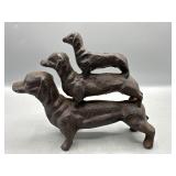 Cast iron stacked dachshunds