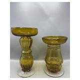 Vintage amber glass candle holders