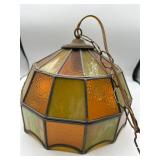 Vintage stained glass hanging light to