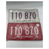 Vintage Illinois license plates 2 pk
