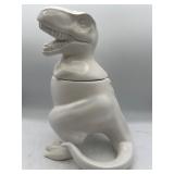 White stoneware T Rex cookie jar