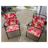 2 floral folding patio chairs