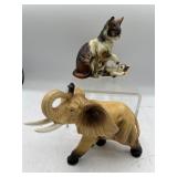 Lefton Elephant & Napco cat figurines
