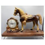 Vintage unit Lincoln horse mantle clock