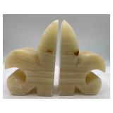 Vintage Fleur-de-lis onyx bookends
