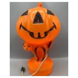 Vintage Halloween blow mold pumpkin cat