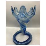 Vintage art glass trumpet vase