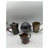 Antique Hilton hotel creamer & other silverplate