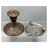 Sterling silver ashtray & weighted  candle holder