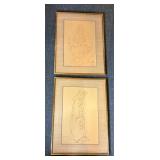 Signed 1965 framed drawings