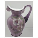 Fenton glass lavender overlay dragonfly pitcher