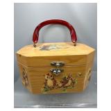 Vintage wooden decoupage owl purse