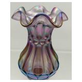 Fenton flute and dot violet iridescent vase