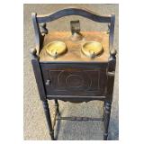 Antique copper lined wooden smoke stand