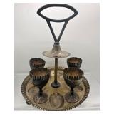 Antique silverplate egg cruet stand