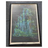 Vintage phantom ship black light poster