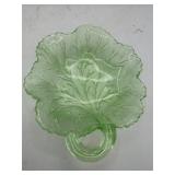 Green uranium glass dish
