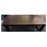 Antique leather top coffee table