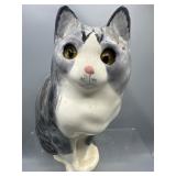 Vintage Ceramic cat with glass eyes figure