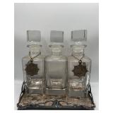 Vintage silver plate tray decanter set