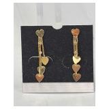 14k gold heart dangle earrings